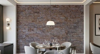 Contemporary furniture styled against the Textured Brick wallpaper.