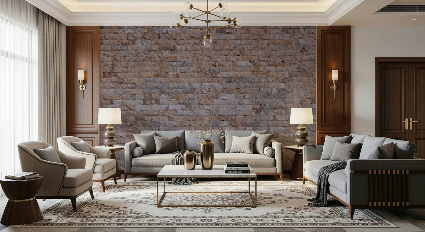 Bedroom with the Textured Brick Wall industrial style mural accent.