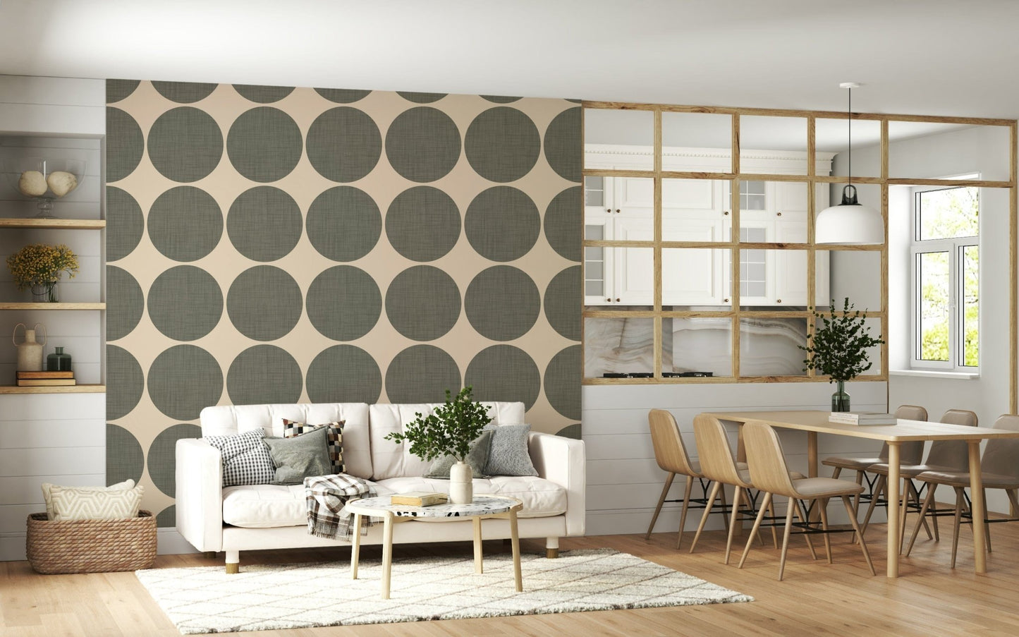 Reticulated Taupe Poka Dot Wall Mural wallpaper for walls