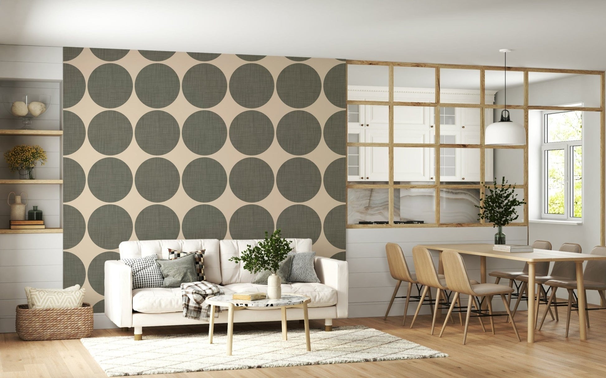 Reticulated Taupe Poka Dot Wall Mural wallpaper for walls