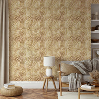 Modern textured gold zebra wall mural

