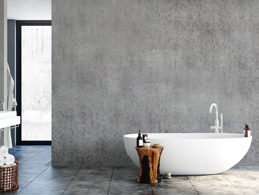 Textured grey ornate rustic wallpaper
