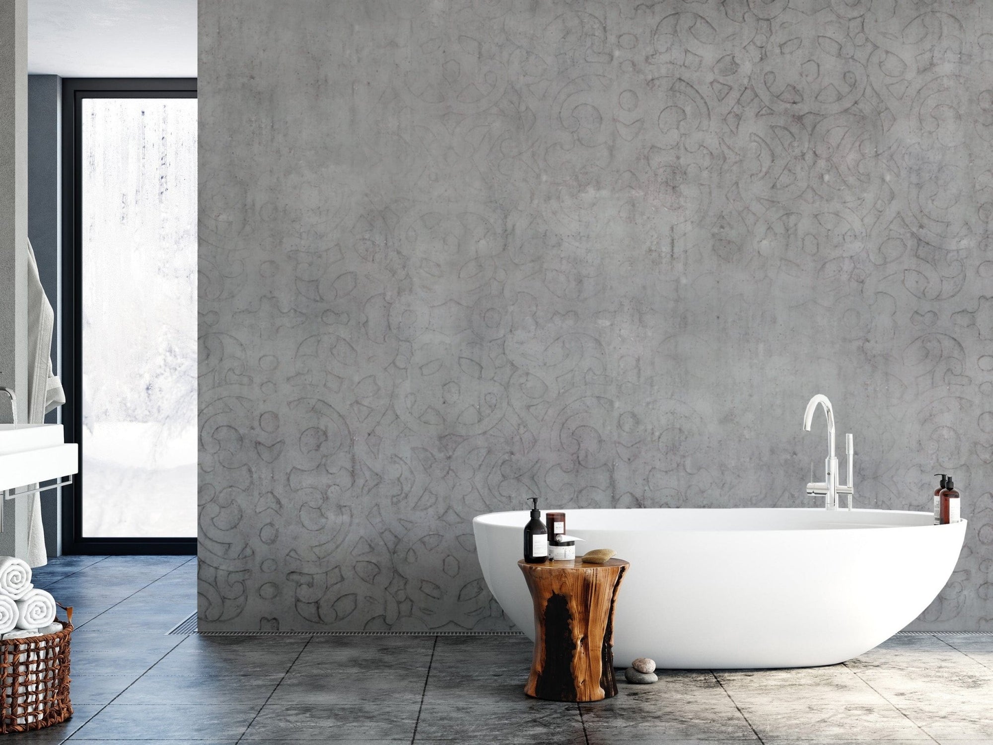 Textured grey ornate rustic wallpaper
  B777, B778