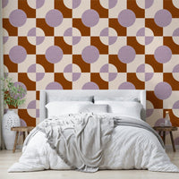 Lavender and brown circle wallpaper

