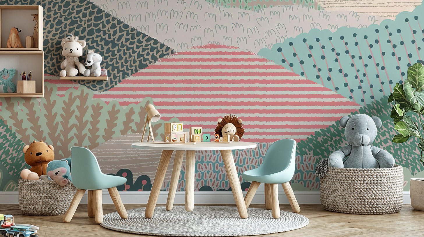 Textured Landscape Mural adds a playful nature vibe to kids rooms C387