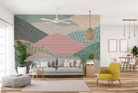 Textured Landscape Wallpaper creates a calming living room ambiance