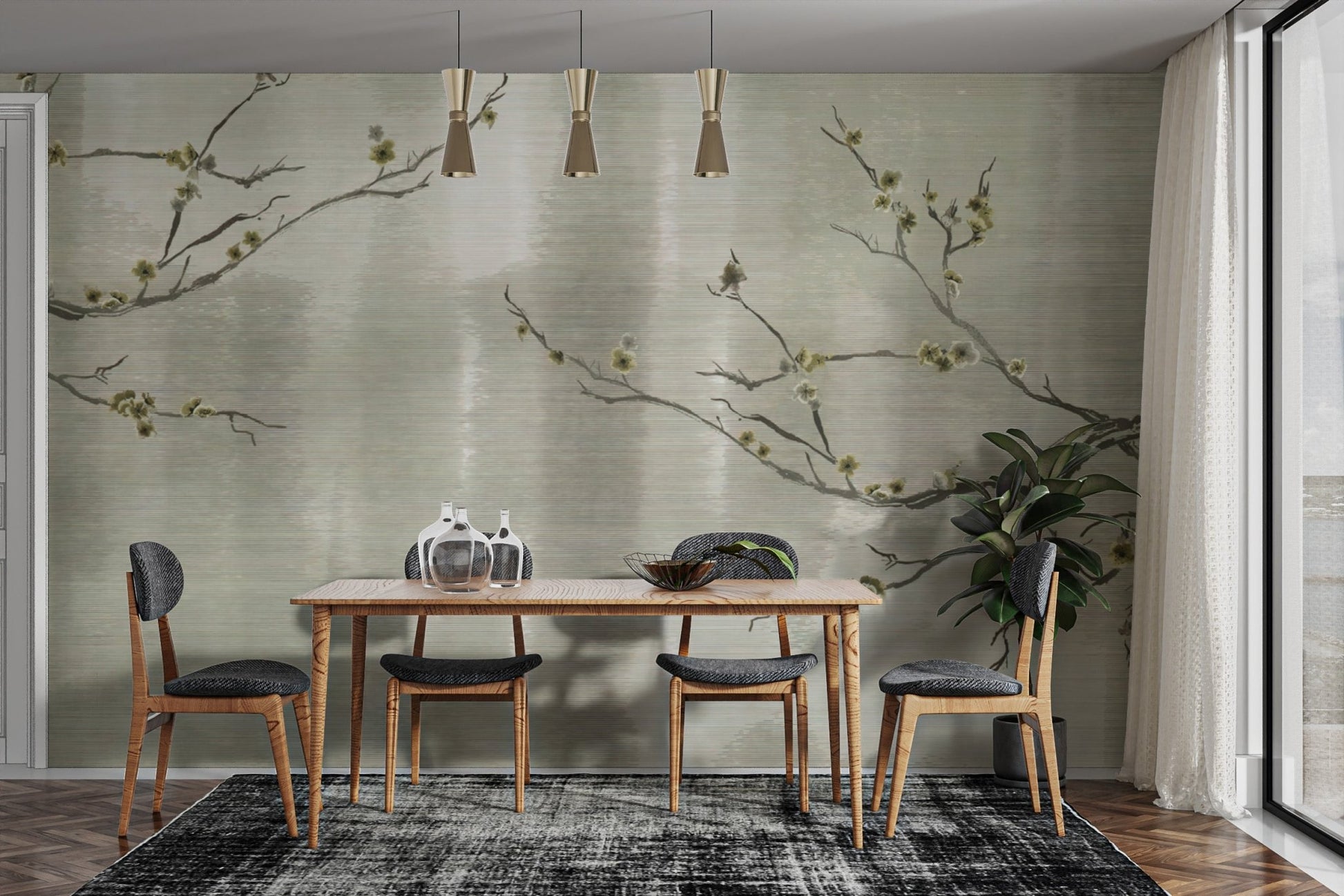 Premium metallic abstract floral wallpaper
