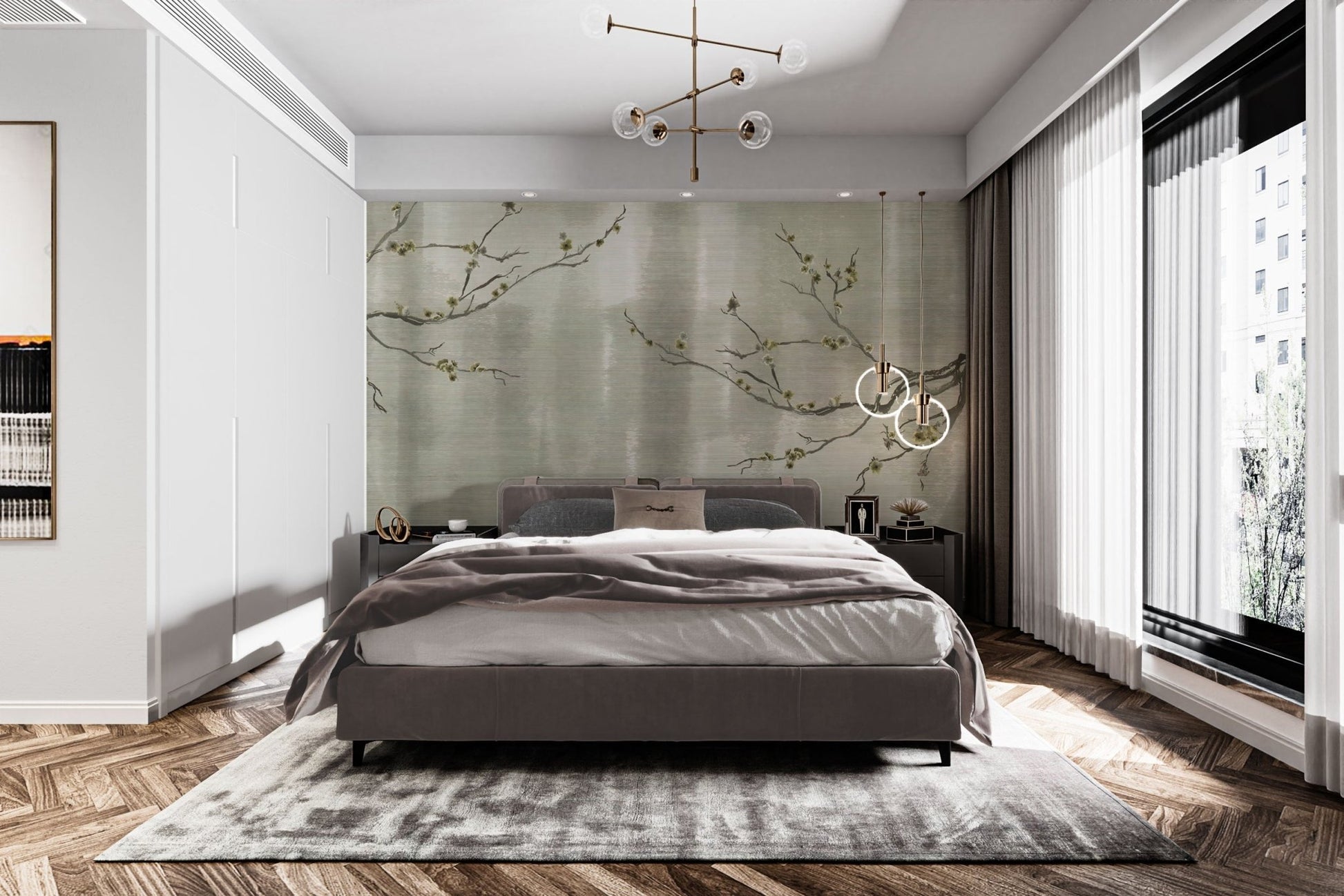 Elegant metallic floral wall covering
