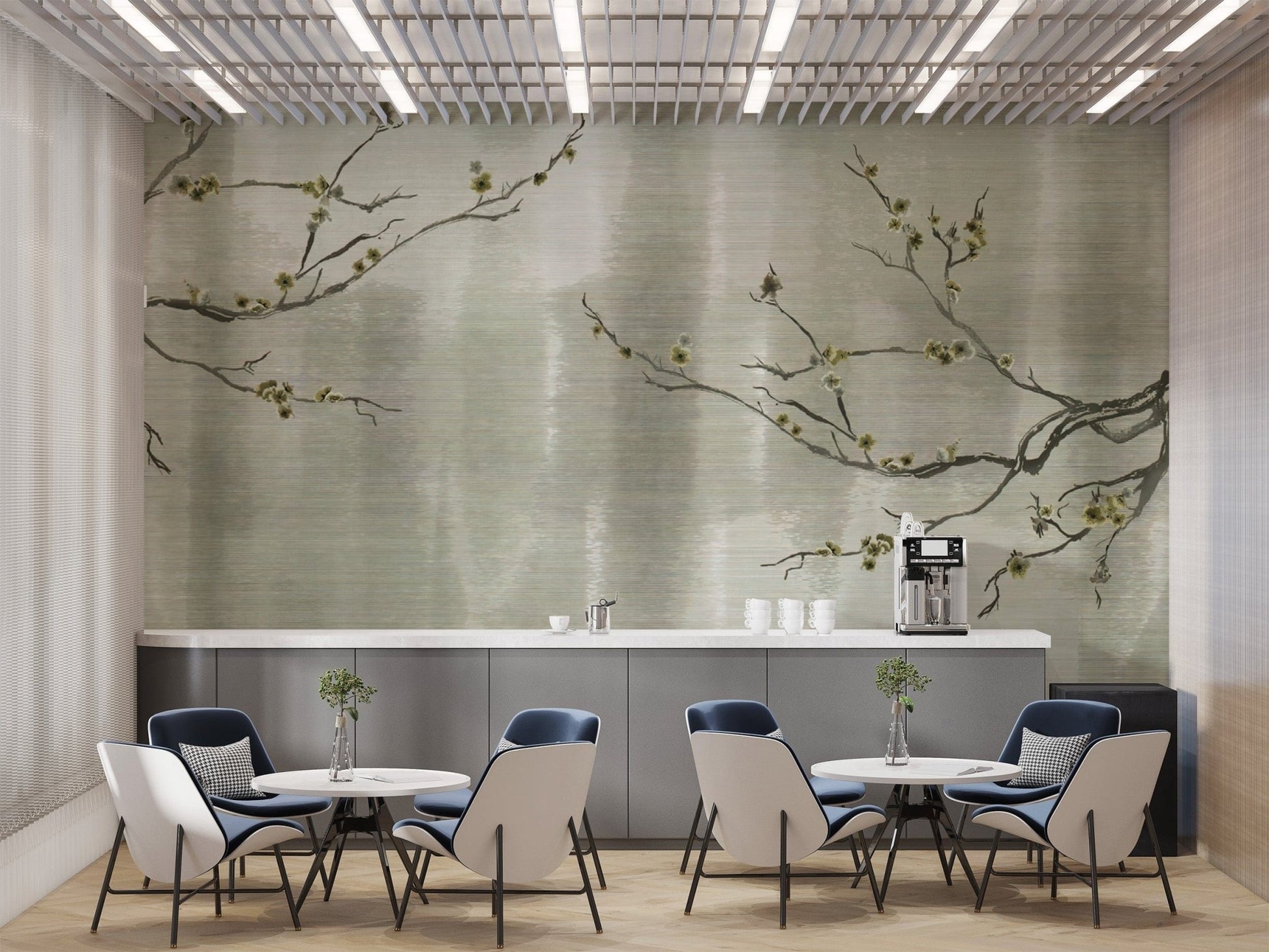 Delicate floral branch wall mural
