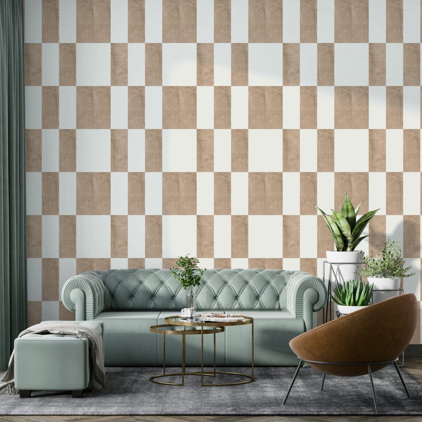 Beige stone look striped wallpaper

