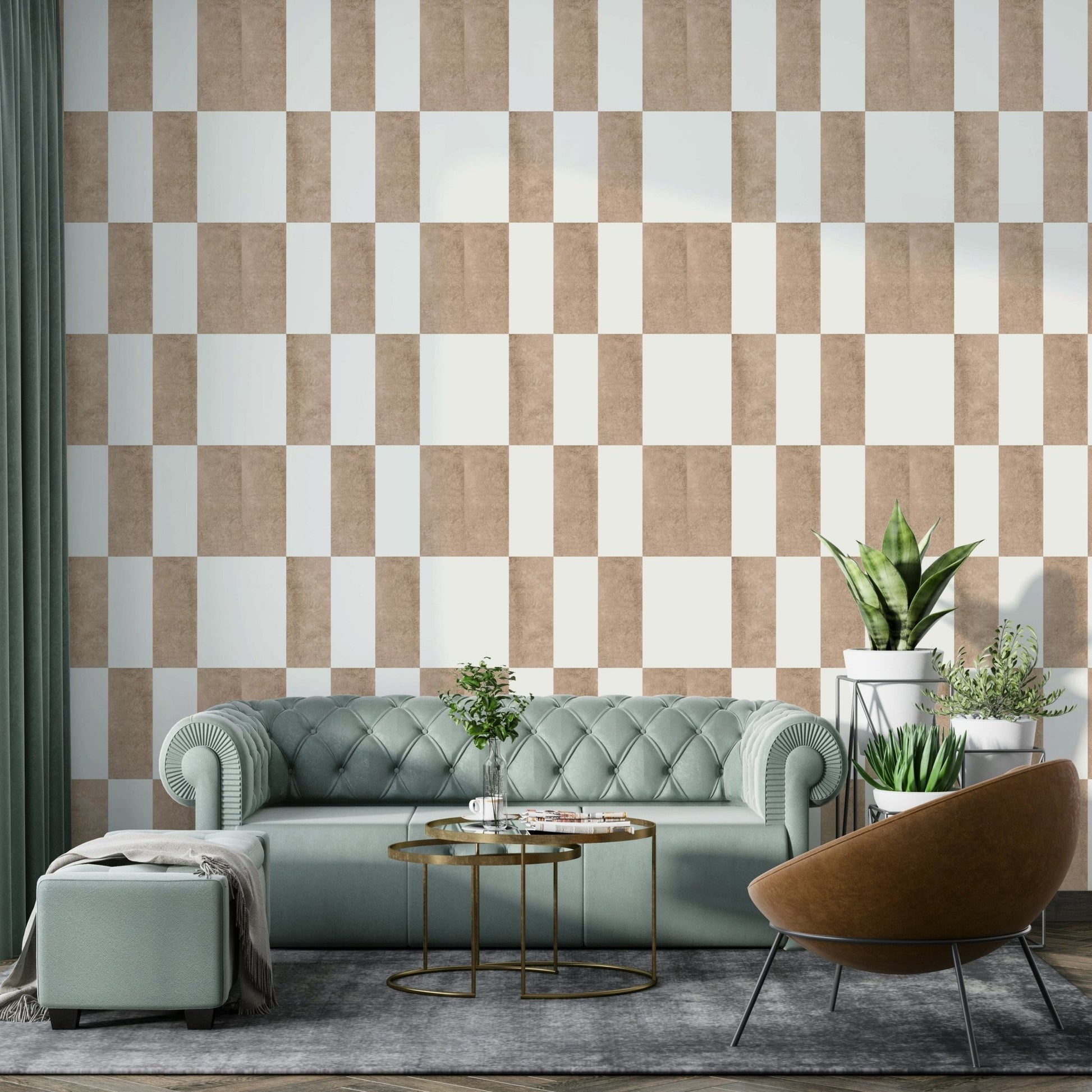 Beige stone look striped wallpaper

