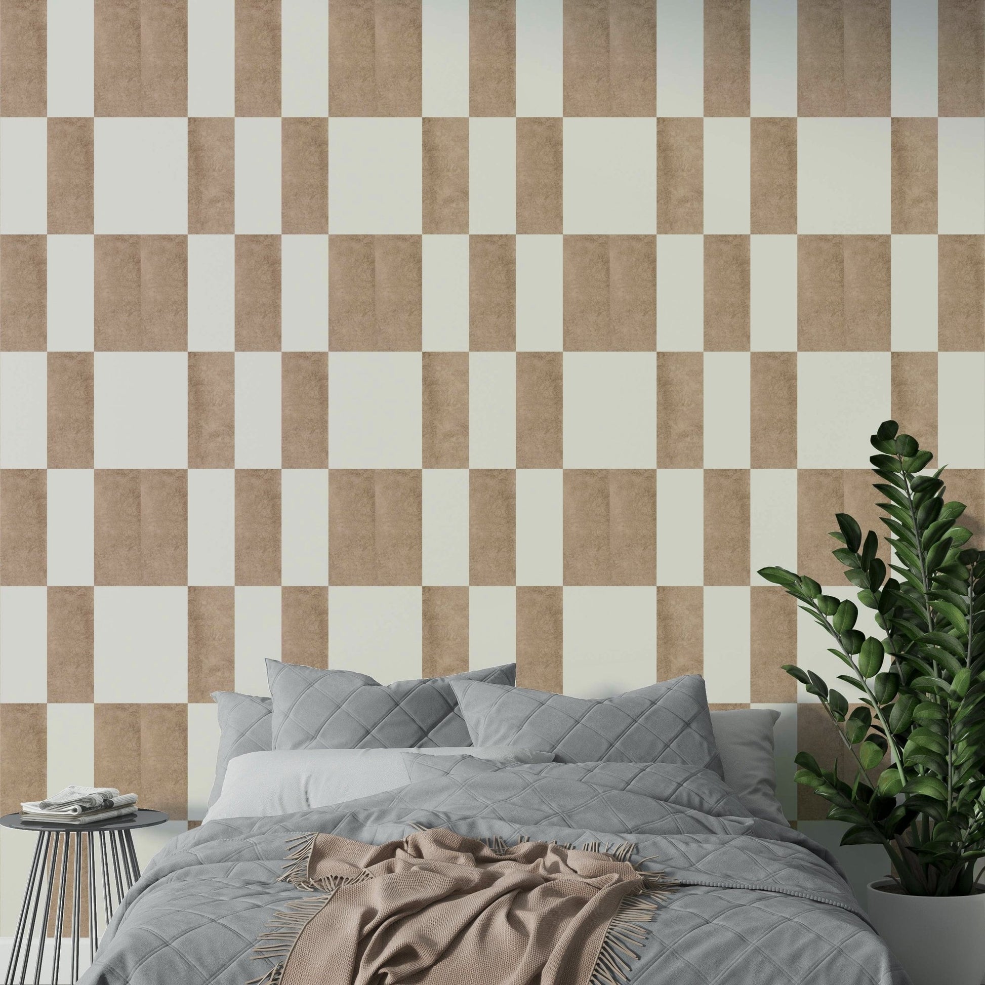 Natural taupe tone stripe mural

