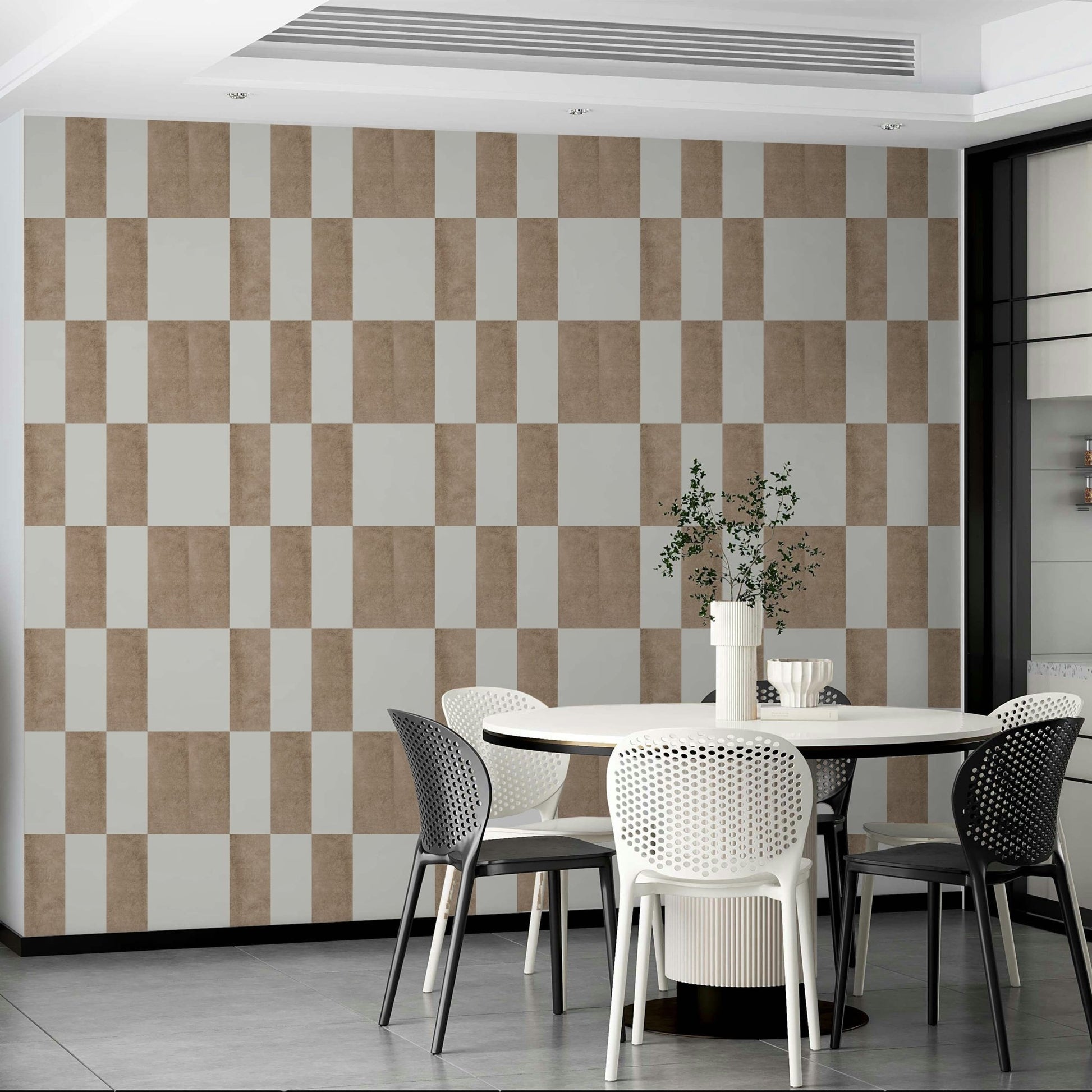Alternating taupe and white stripes

