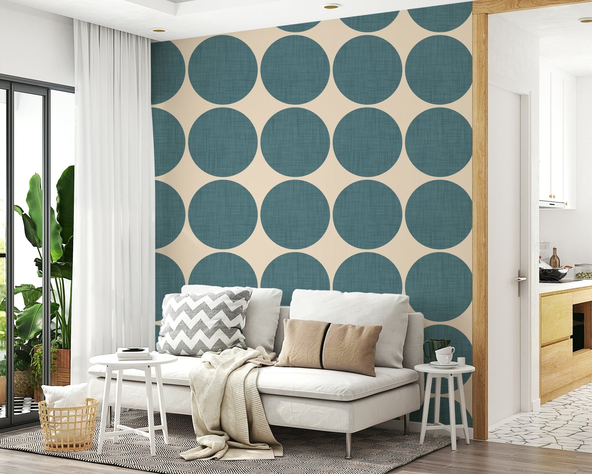 Contemporary Textured Teal Arcs Wallpaper for a stylish wall.