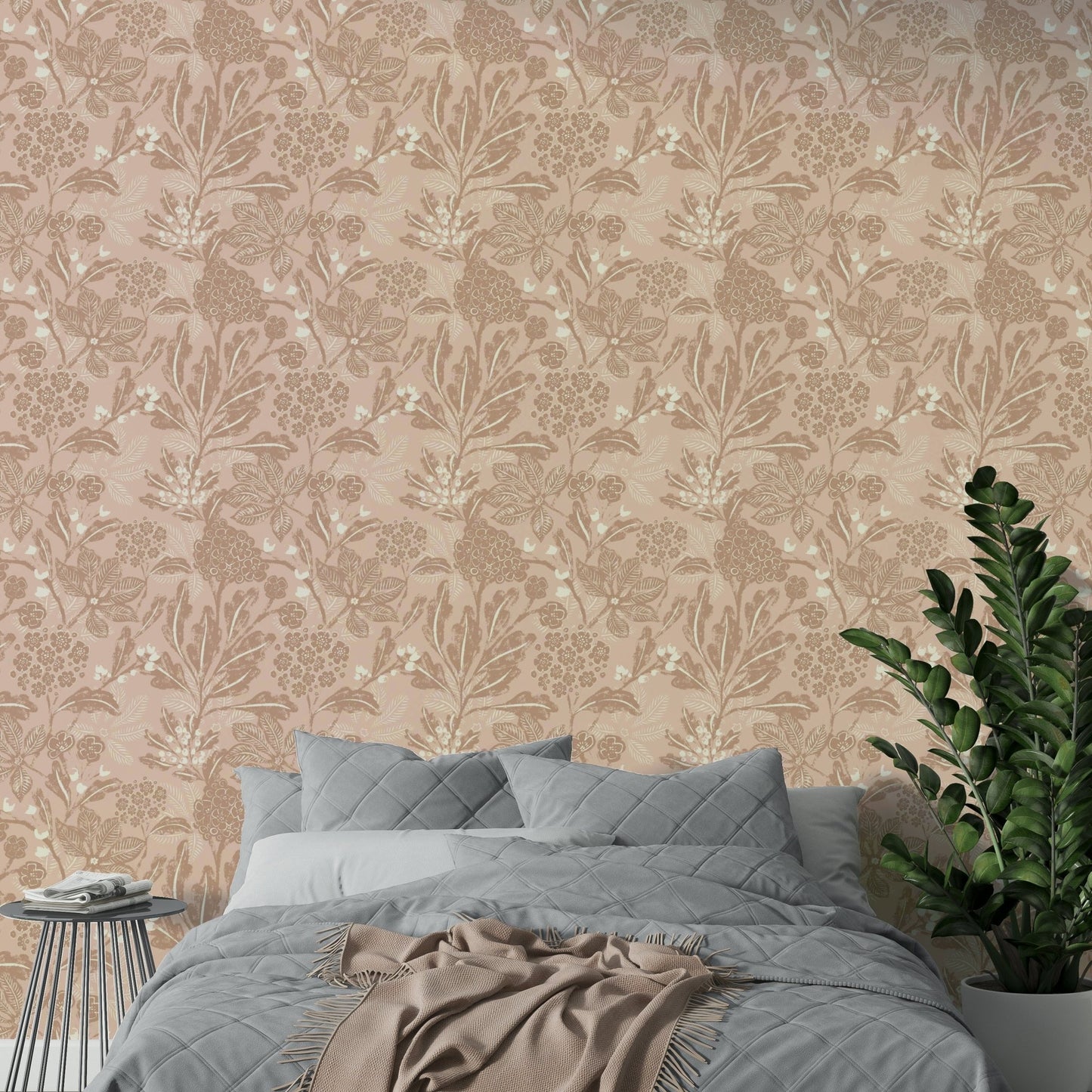 Earthy floral wallpaper design, GD970