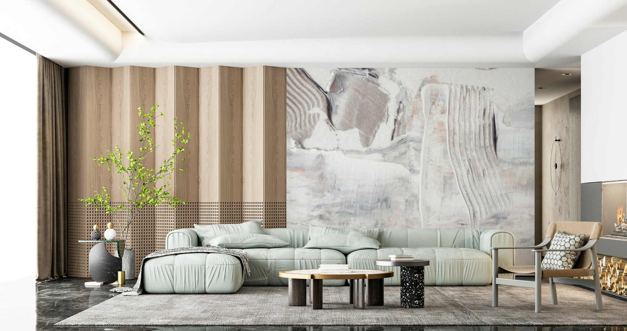 A beautiful subtle texture wallpaper mural with varying tones and soft layers., GD6038
