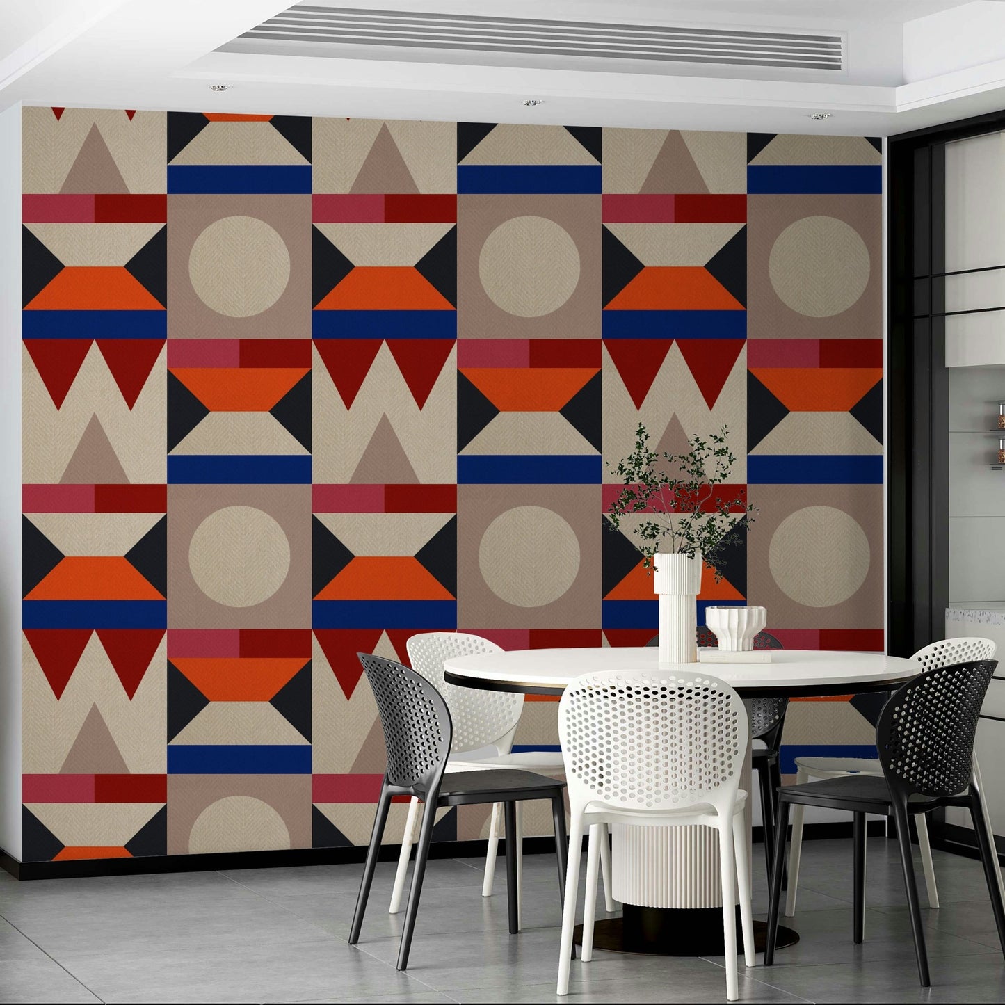 Triangle wall mural in neutral tones

