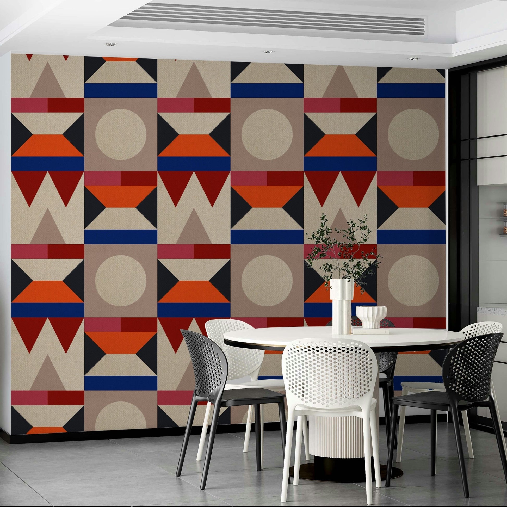 Triangle wall mural in neutral tones

