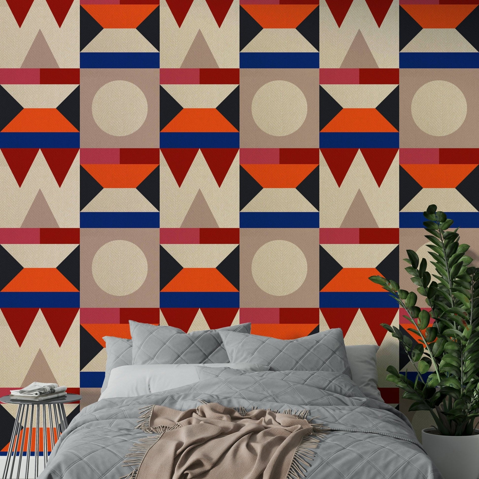 Wall mural with modern triangle layout

