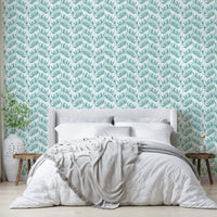 Aqua palm leaves wallpaper pattern

