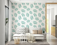 Tropical leaf wallpaper with hand-painted look

