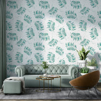 Watercolor leaf wallpaper for fresh coastal style

