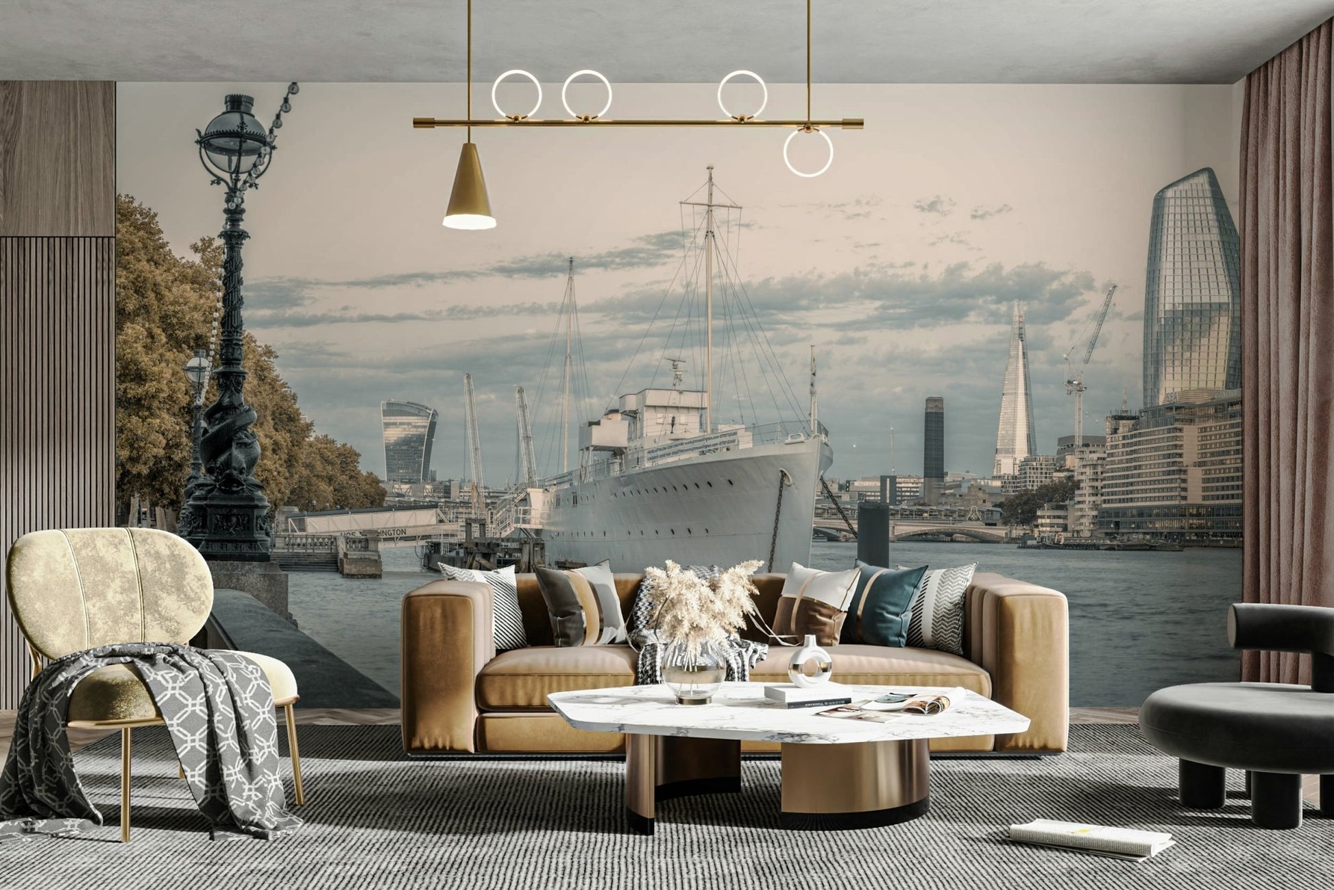 Cityscape with water wallcovering
