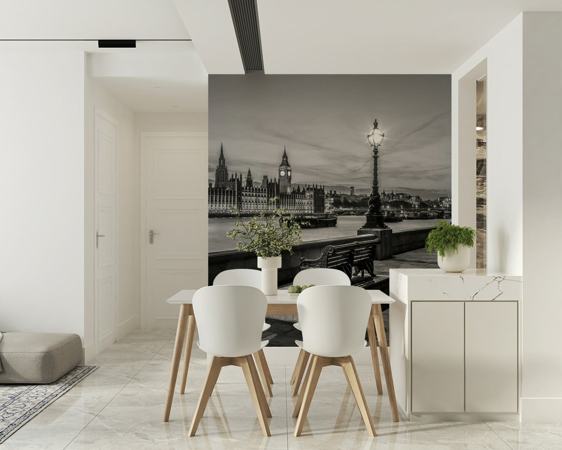 Black and white Big Ben scenery, a gorgeous architectural wallpaper.