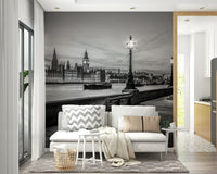 Stunning Thames Twilight photo, elegant lamppost, paved pathway wallpaper.