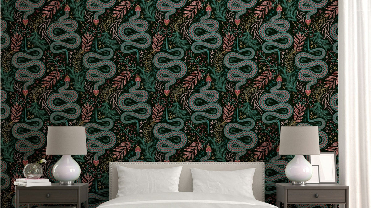 Thamnophis snakes with tropical leaves GD256

