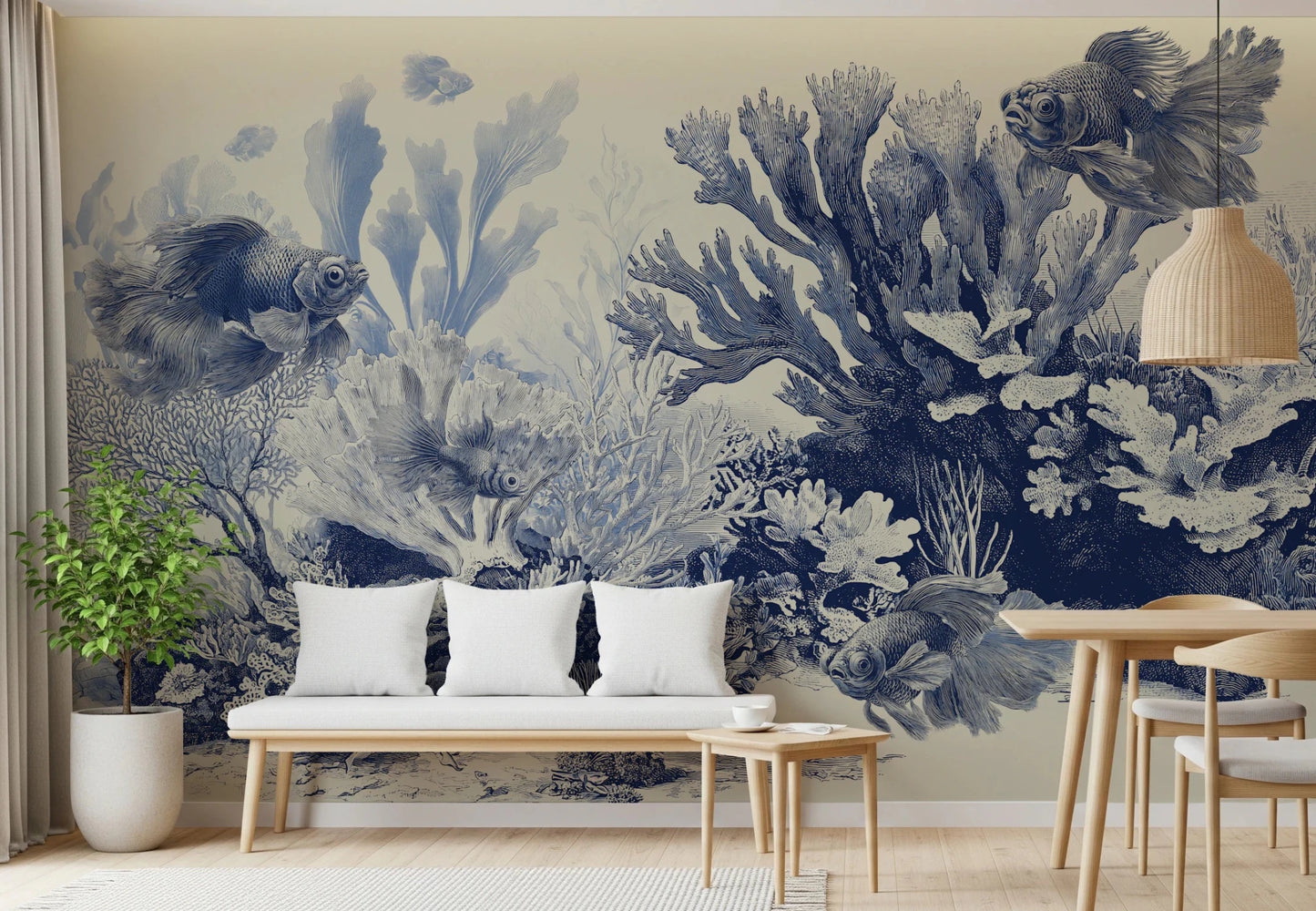 Blue monochrome underwater scene with fish., GD8428
