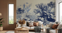 Nautical wall art with blue sea botanical motifs., GD8428
