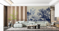 Ornate coral reef drawing in navy and white., GD8428