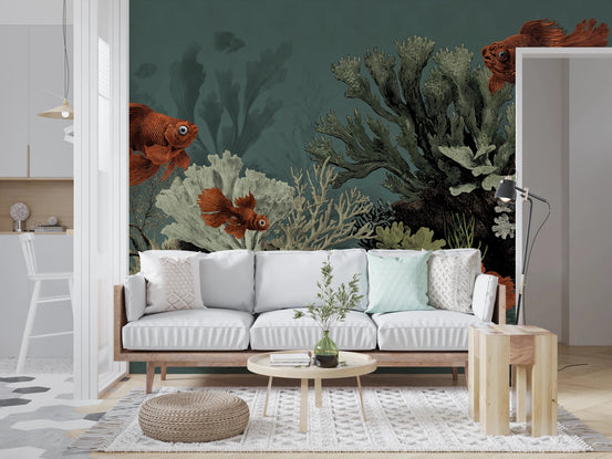 The Aquarium mural on an antique paper texture background., GD8448