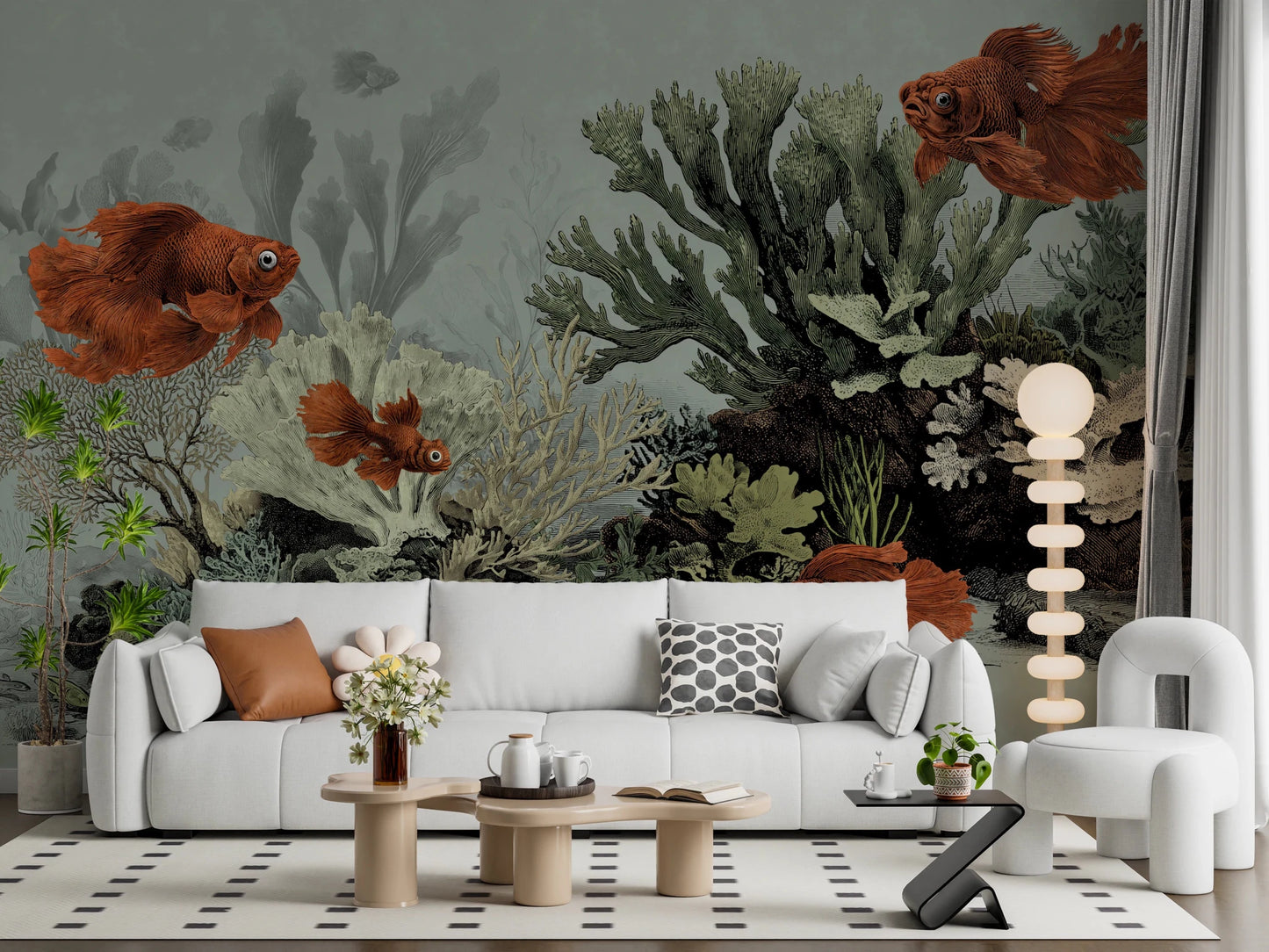 Mint green aquarium wall decor for a nursery room.