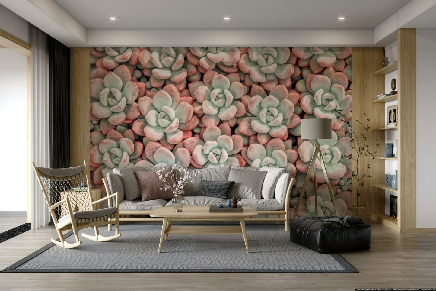 Artistic succulents wallpaper for interiors

