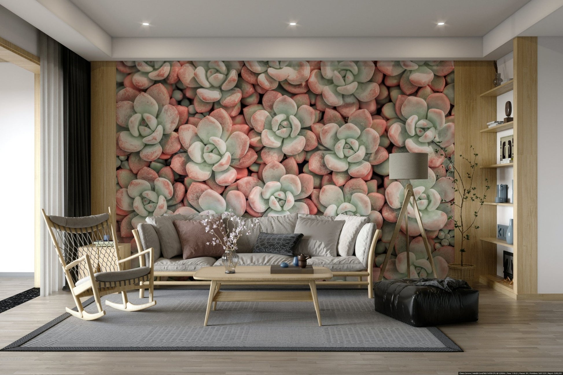 Artistic succulents wallpaper for interiors

