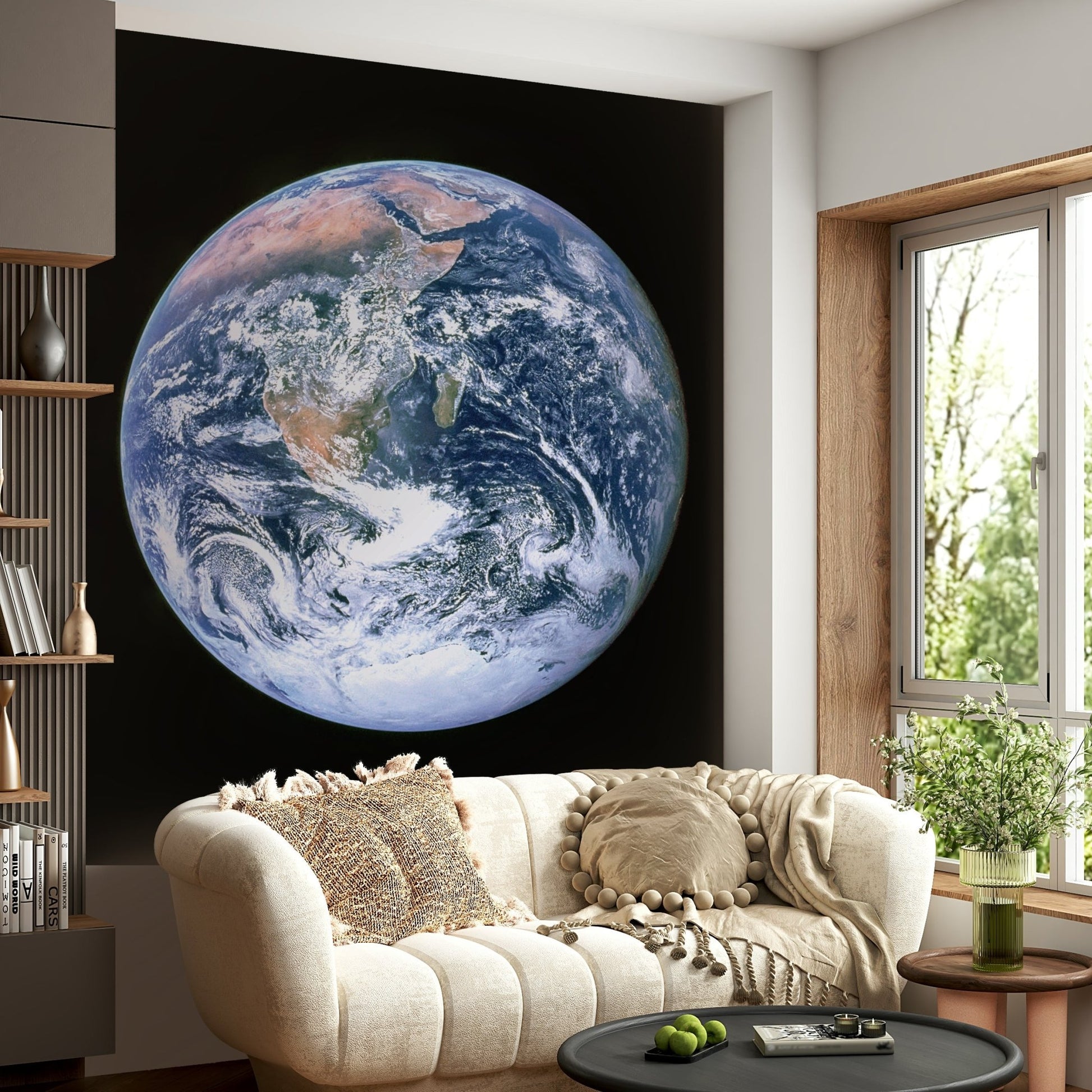 Sunlight illuminates the side of the planet facing the viewer.

