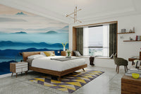 Foggy blue mountain wallpaper design

