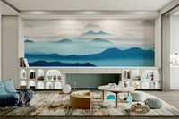 Calming blue valley wall mural

