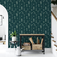 Retro cocktail illustrations on chic wallpaper

