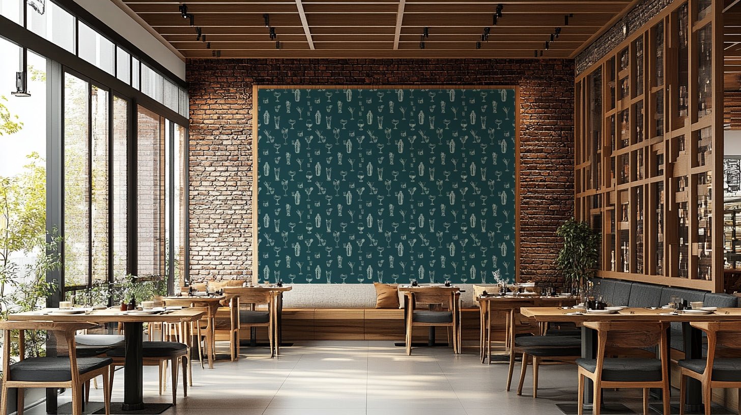 Mixology-inspired wall art in wallpaper form

