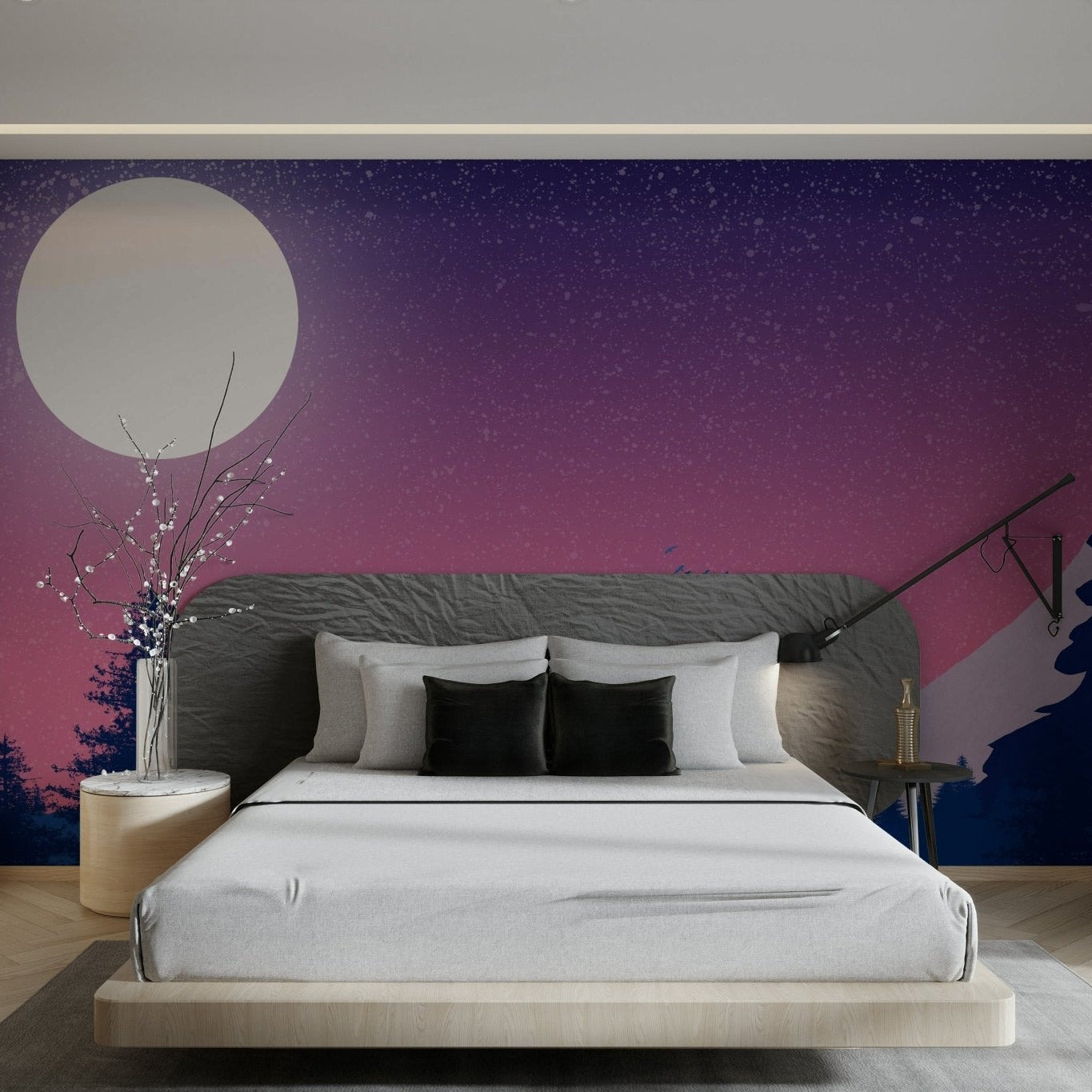 Winter mountain night sky mural
 GD104
