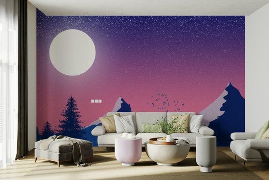 Snowy mountain wallpaper in winter tones

