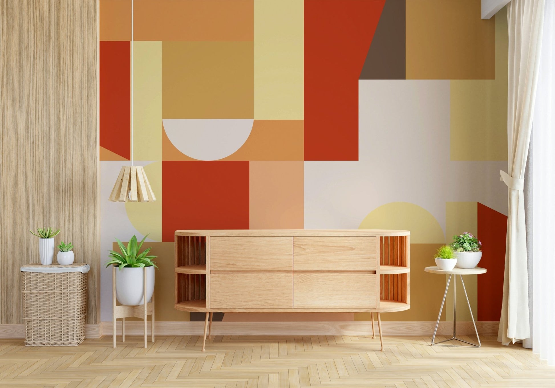 Design layout showing The Coming of Coziness Wall Mural scale.