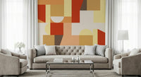 Abstract room scene using The Coming of Coziness Wall Mural.