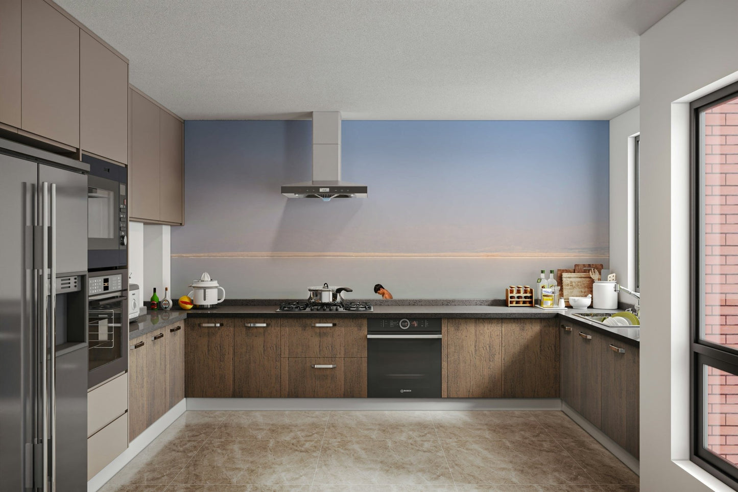 An artistic tranquil lake mural for home decor., GD4698