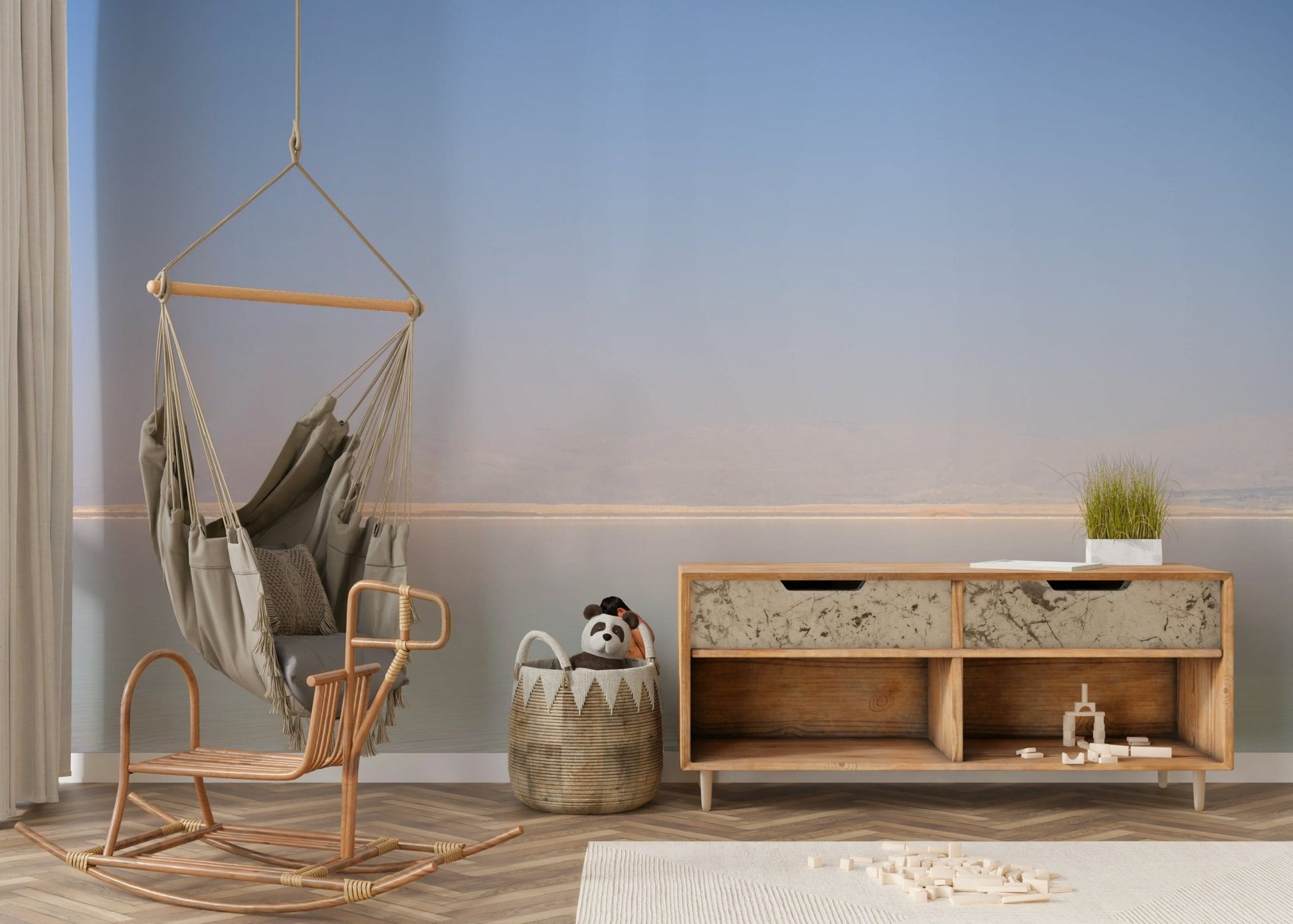 A peaceful desert view mural on decorative wallpaper., GD4698