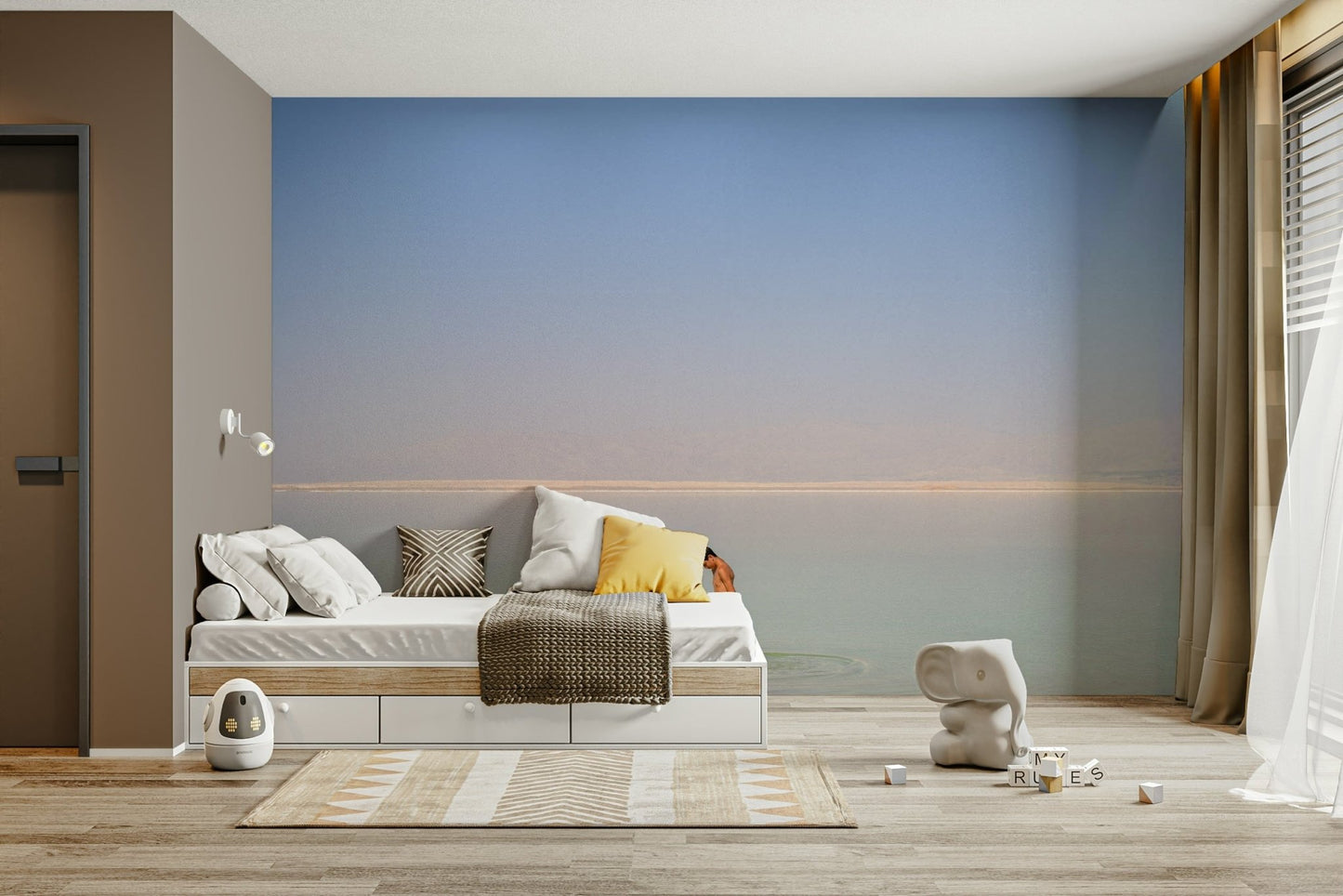 An artistic salt formation mural on scenic wallpaper., GD4698