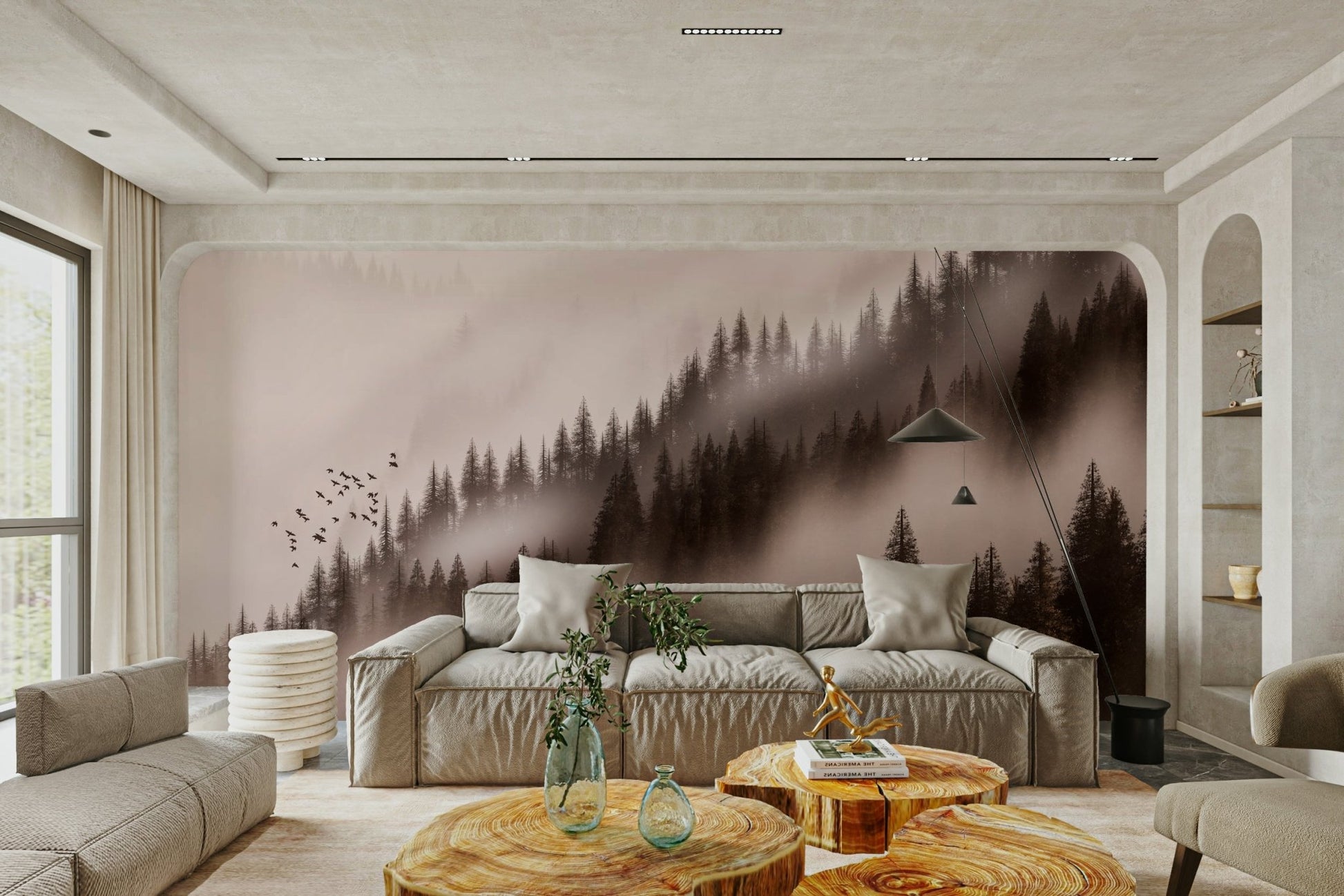Dreamy valley wall mural in sepia style GD091